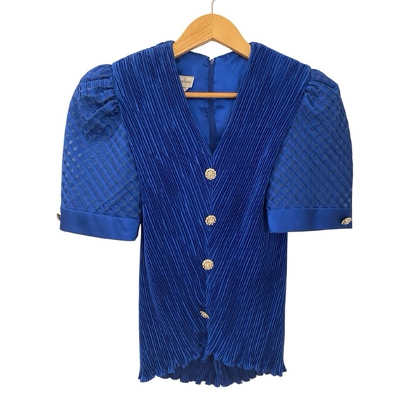 Neiman Marcus Womens Vintage Blue Stretchy Evening Top - Picture 4 of 9